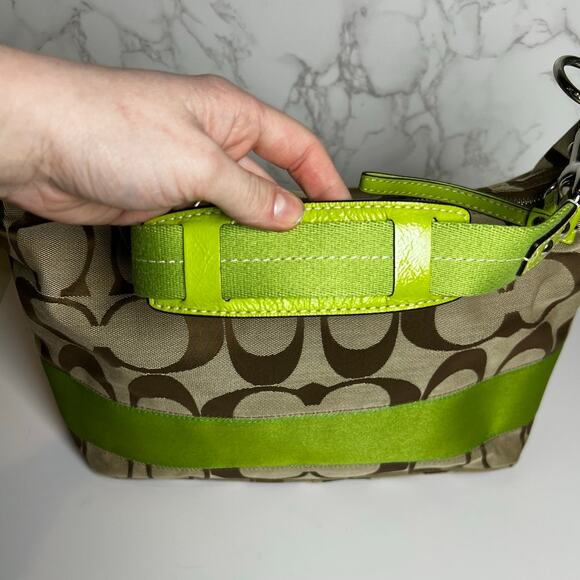 Coach Signature Stripe Khaki and Like Purse - Picture 7 of 13